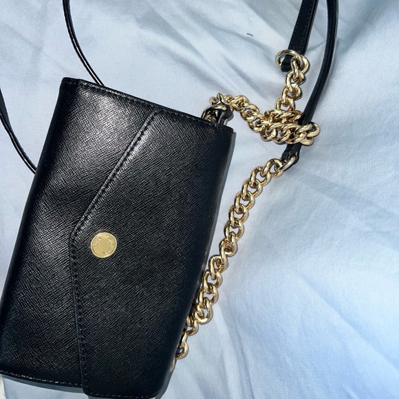 MICHAEL KORS: Black Crossbody with Gold Chain. BLACK LEATHER. - Picture 5 of 5